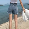 Wholesale of 2022 new high-waisted, wide-leg, loose, straight-leg, slimming summer white A-line hot pants for women Specification image
